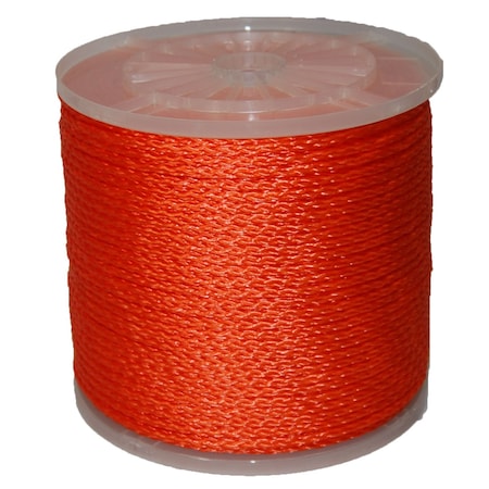 T.W. Evans Cordage Co. No. 8 - 1/4. X 1000 ft. Orange Hollow Braid Polypro 27-308